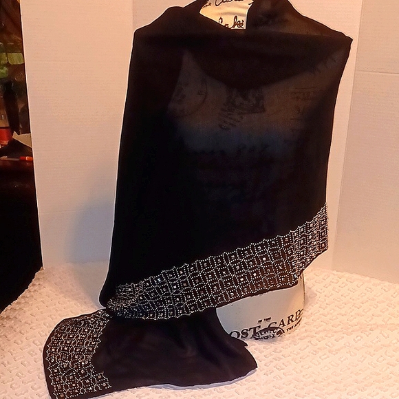 Black Sheer Wrap with Embellishments by Jessica Mc Clintock. NWT - Picture 1 of 6